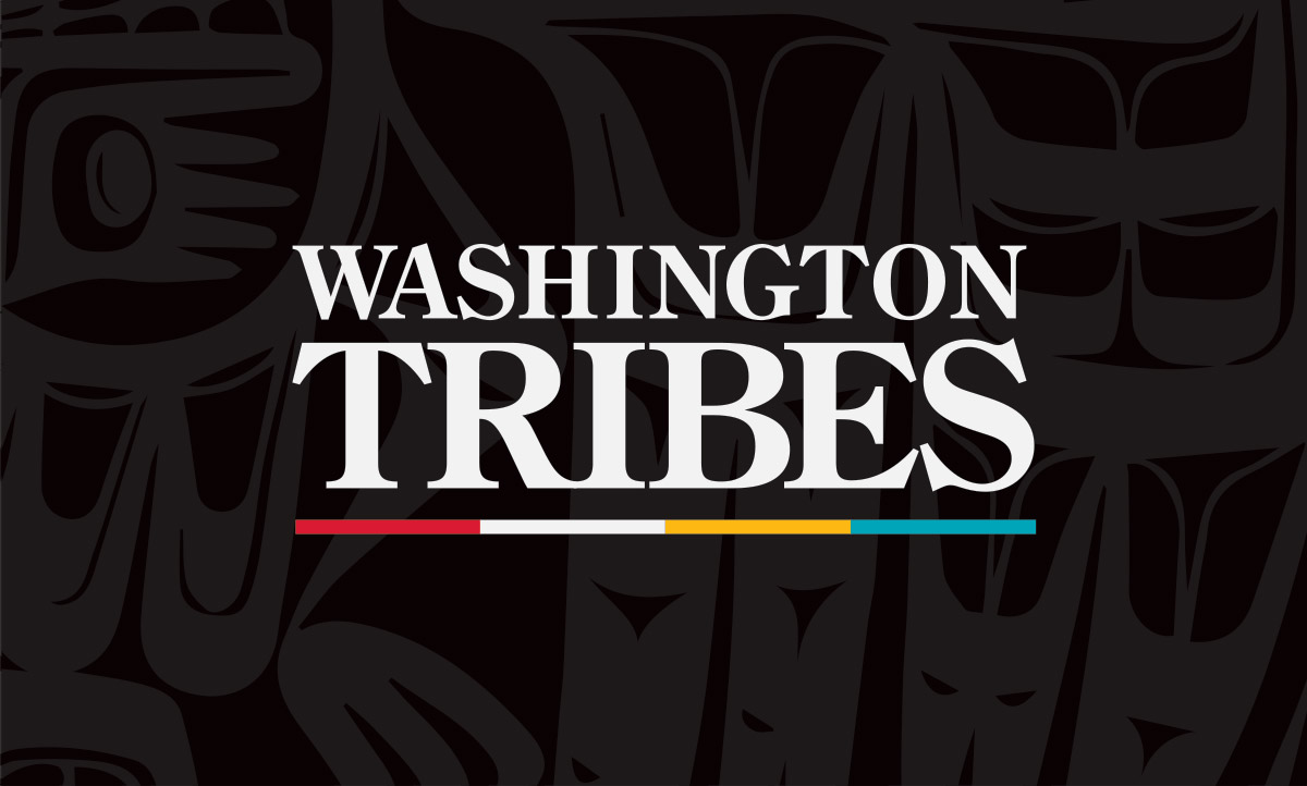 Washington Tribes logo on PNW Native pattern